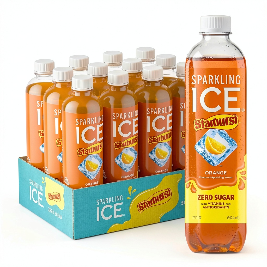 Sparkling Ice STARBURST Orange flavored water bottle