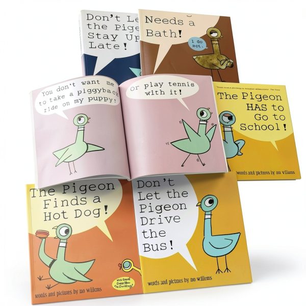 TONGYILEX BO1 Large Multicolour Mo Willems Pigeon Book Set 7‑Pack-3
