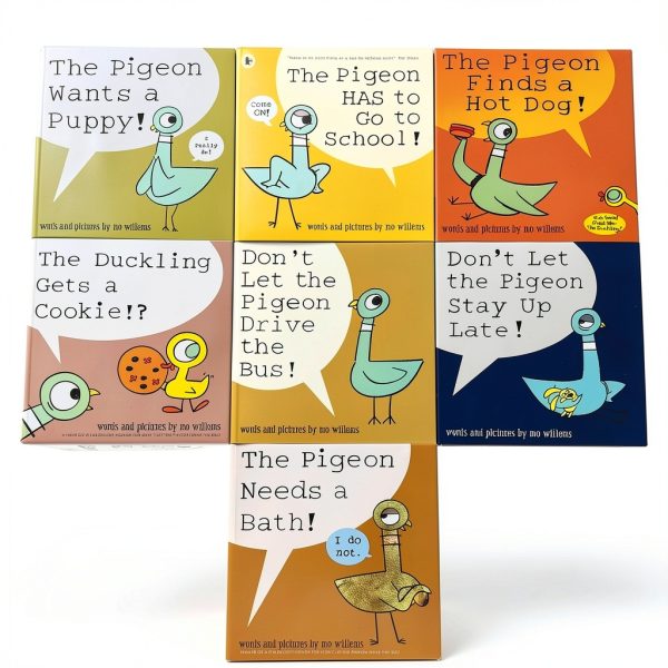 TONGYILEX BO1 Large Multicolour Mo Willems Pigeon Book Set 7‑Pack-7