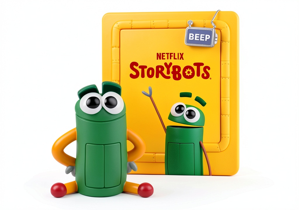Child holding Beep Tonie audio figure while placing it on a Toniebox during bedtime routine