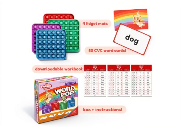 The Fidget Game Word Pop Reading Game for Kids 3-8 Model TFGPOP-000-2